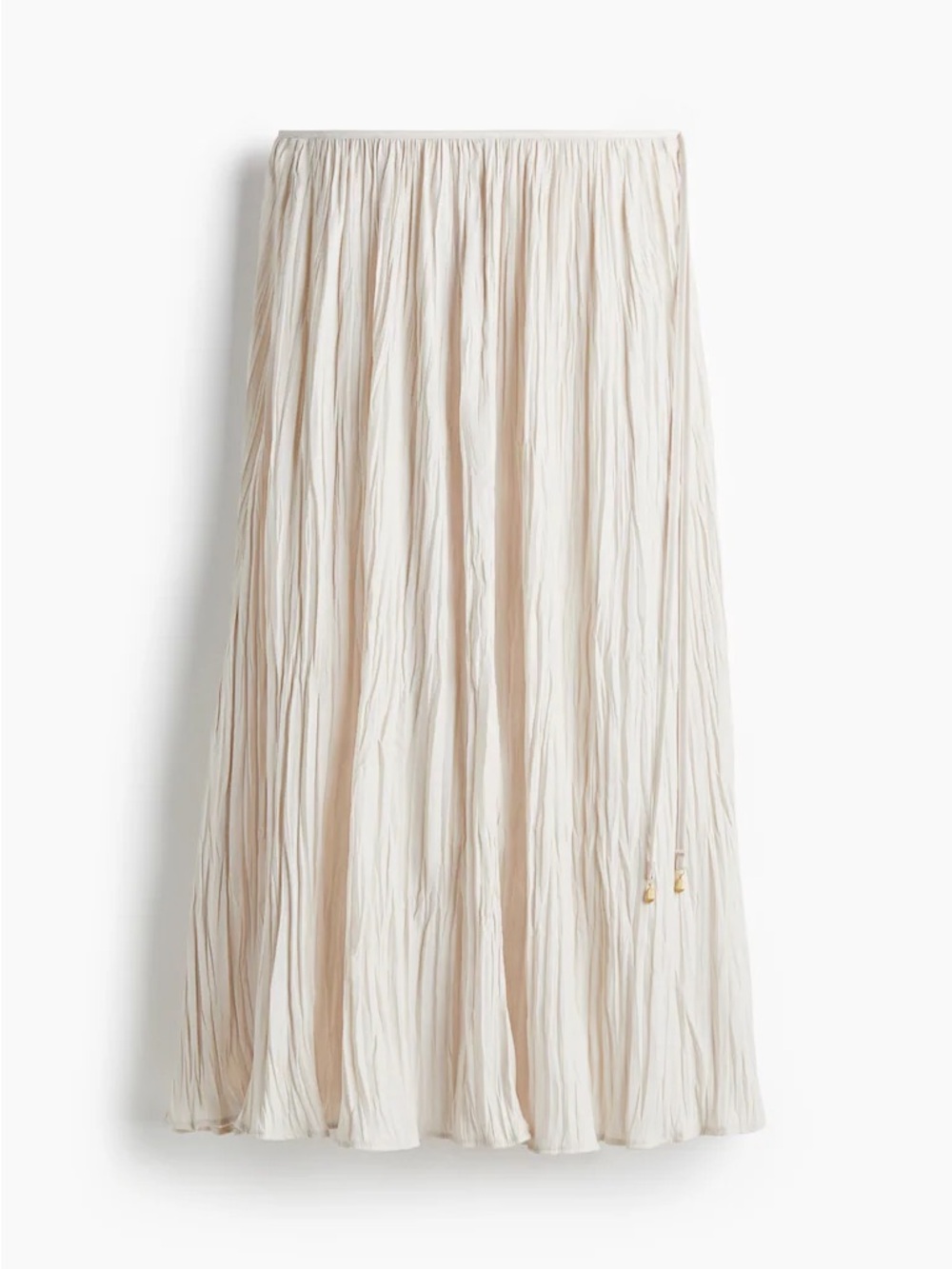 Women's Cream Pleated Maxi Skirt